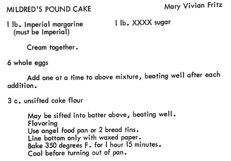 Mildred’s Pound Cake