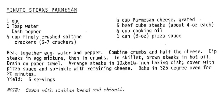 Minute Steaks Parmesan