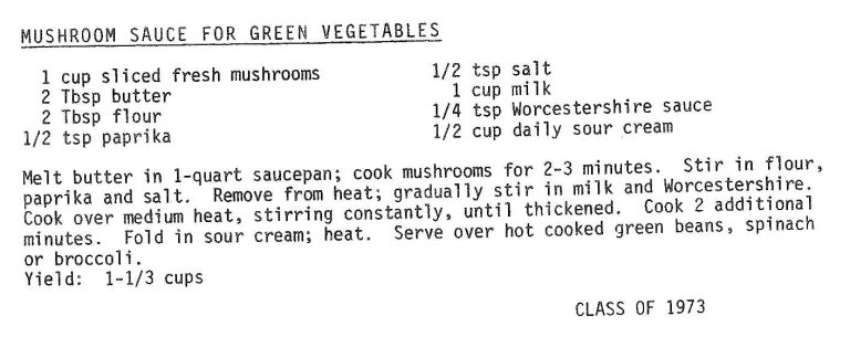 Mushroom Sauce for Green Vegetables