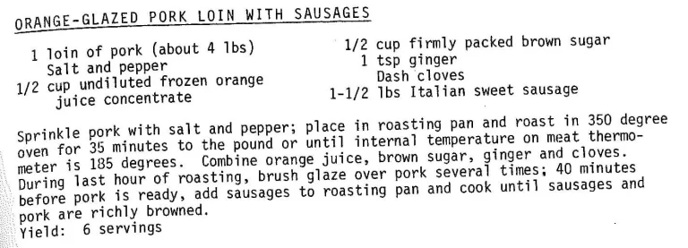 Orange-Glazed Pork Loin with Sausages