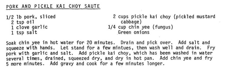 Pork and Pickle Kai Choy Saute