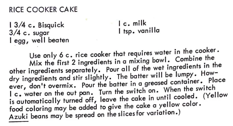 Rice Cooker Cake