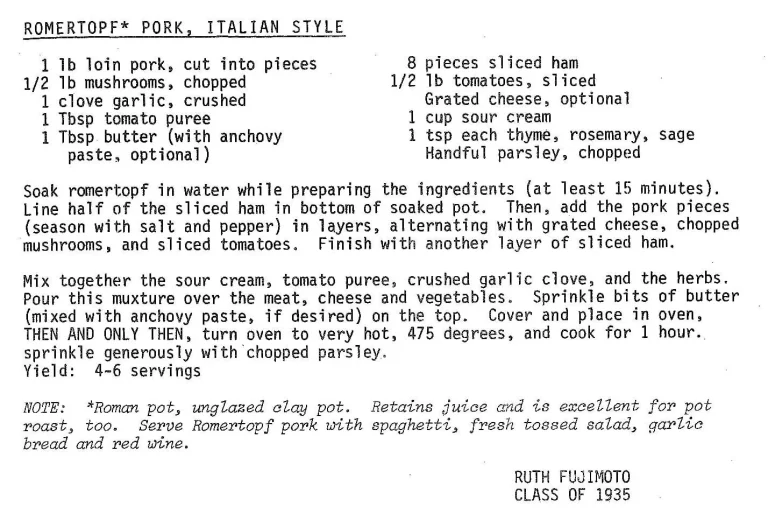 Romertopf Pork, Italian Style