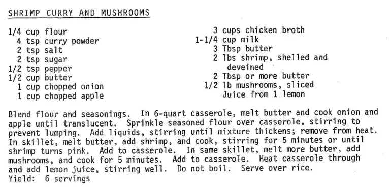 Shrimp Curry and Mushrooms