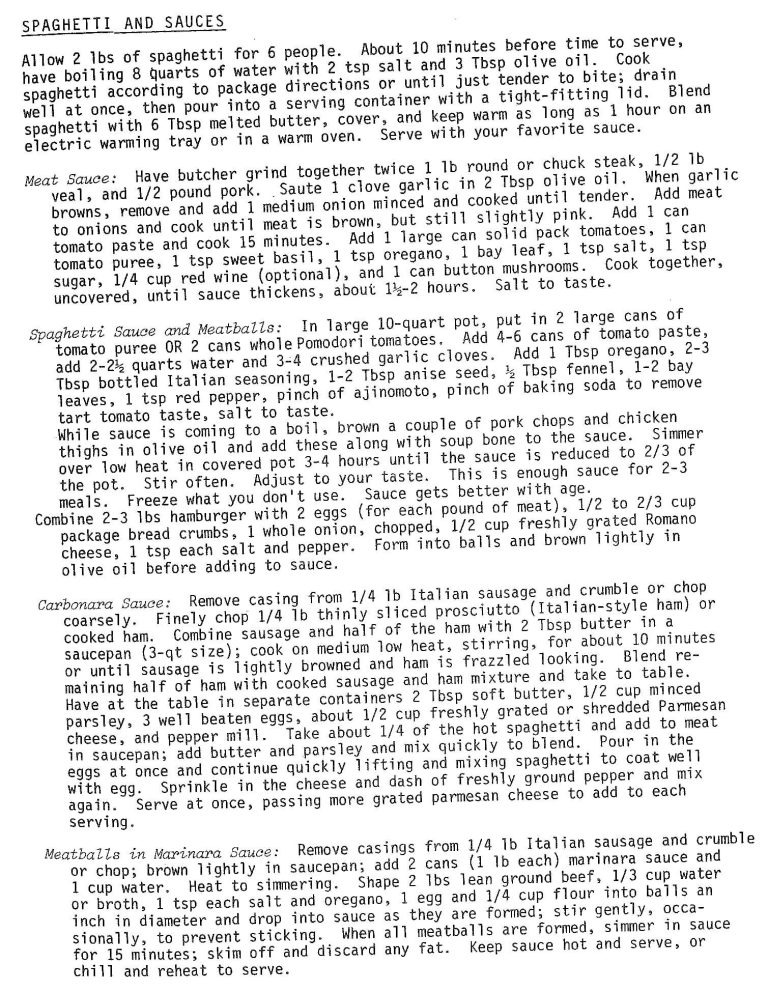 Spaghetti and Sauces