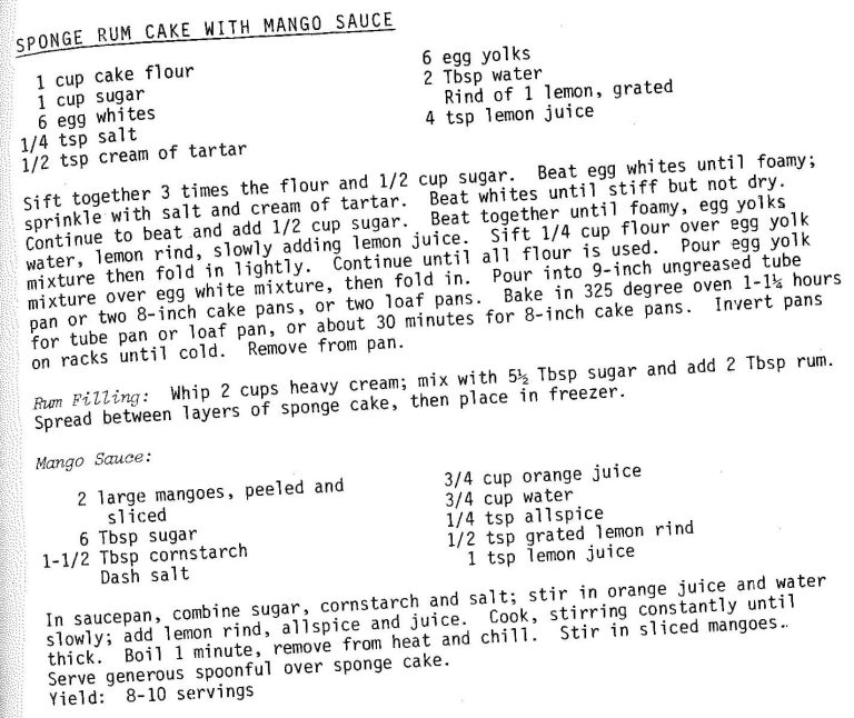 Sponge Rum Cake with Mango Sauce
