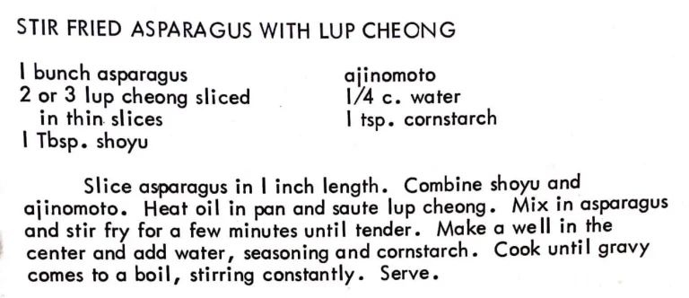 Stir Fried Asparagus with Lup Cheong