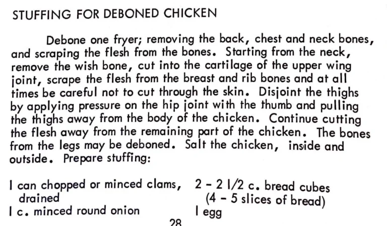 Stuffing for Deboned Chicken
