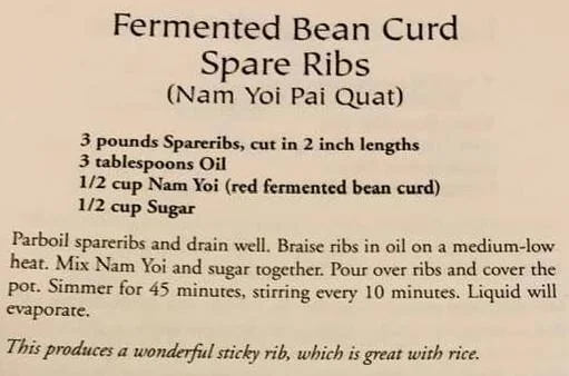 Fermented Bean Curd Spare Ribs (Nam Yoi Pai Quat)