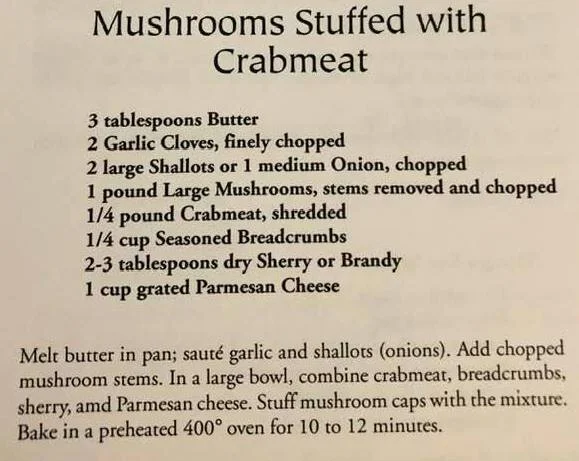 Mushrooms Stuffed with Crabmeat