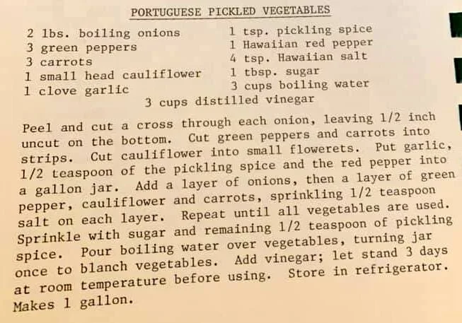 Portuguese Pickled Vegetables
