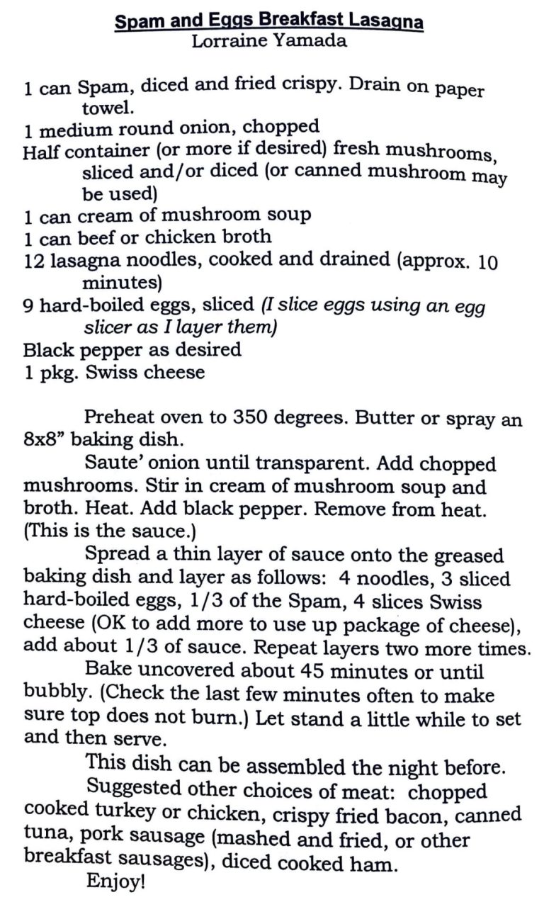 Spam and Eggs Breakfast Lasagna