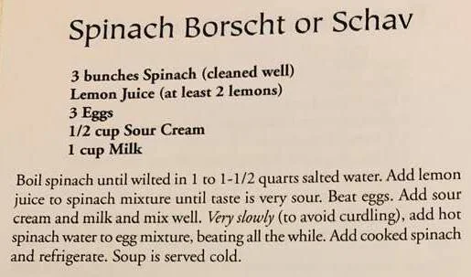 Spinach Borscht or Schav