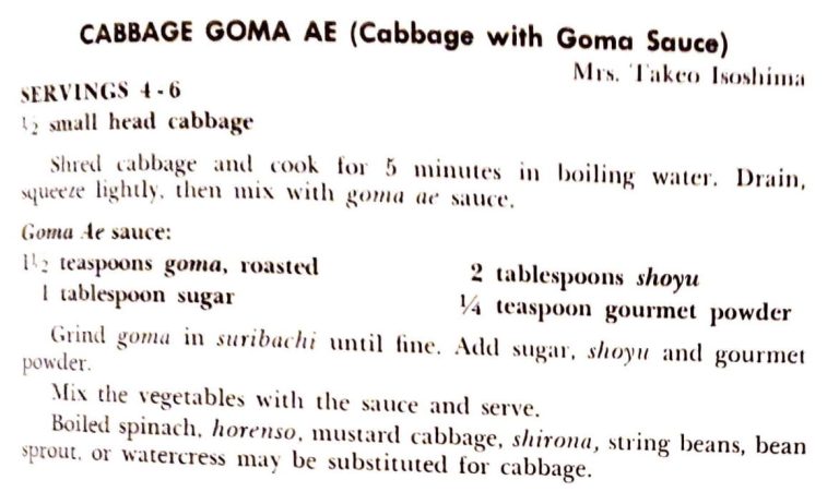 Cabbage Goma Ae (Cabbage with Goma Sauce)