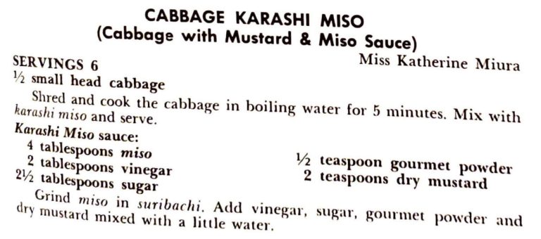 Cabbage Karashi Miso (Cabbage with Mustard & Miso Sauce)