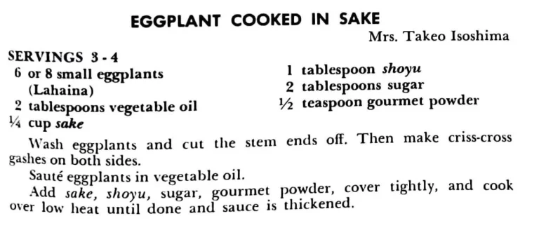 Eggplant Cooked in Sake