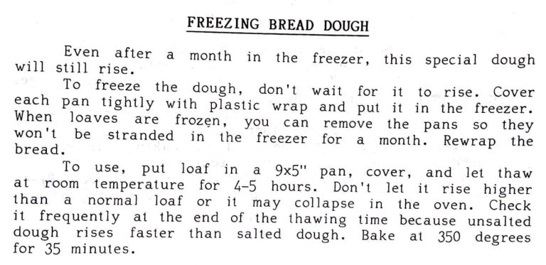 Freezing Bread Dough