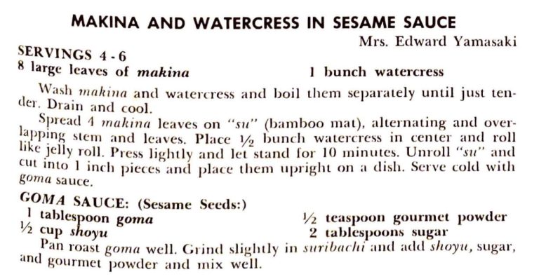 Makina and Watercress in Sesame Sauce