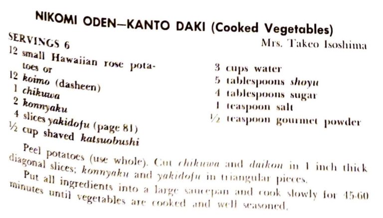 Nikomi Oden-Kanto Daki (Cooked Vegetables)