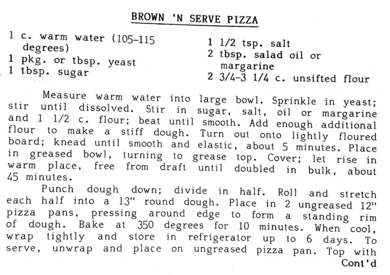 Brown ‘N Serve Pizza