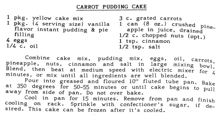 Carrot Pudding Cake