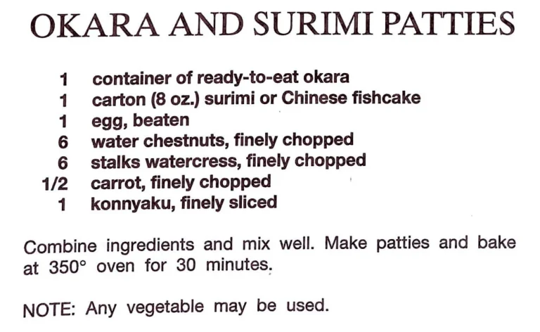 Okara and Surimi Patties