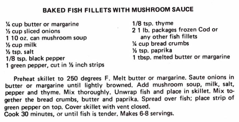 Baked Fish Fillets with Mushroom Sauce