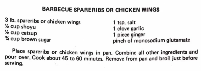 Barbecue Spareribs or Chicken Wings