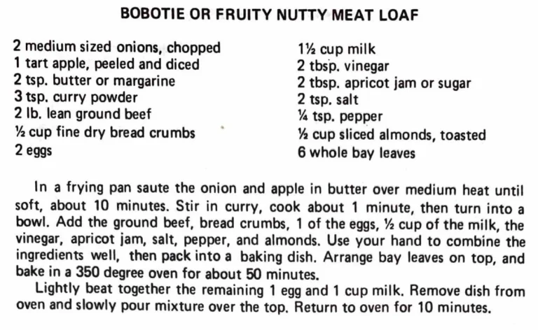 Bobotie or Fruity Nutty Meat Loaf