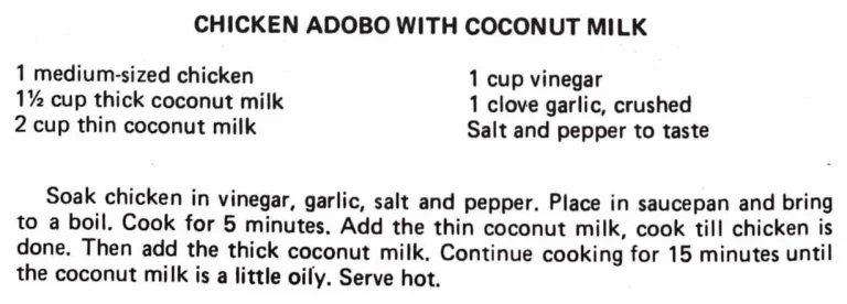 Chicken Adobo With Coconut Milk