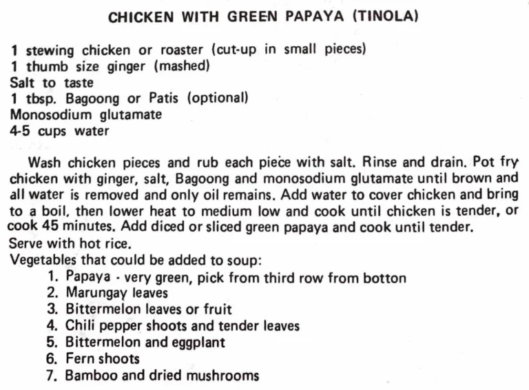 Chicken With Green Papaya (Tinola)