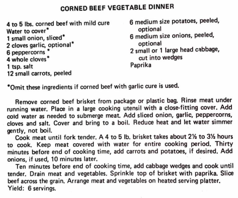 Corned Beef Vegetable Dinner