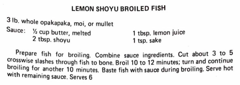 Lemon Shoyu Broiled Fish