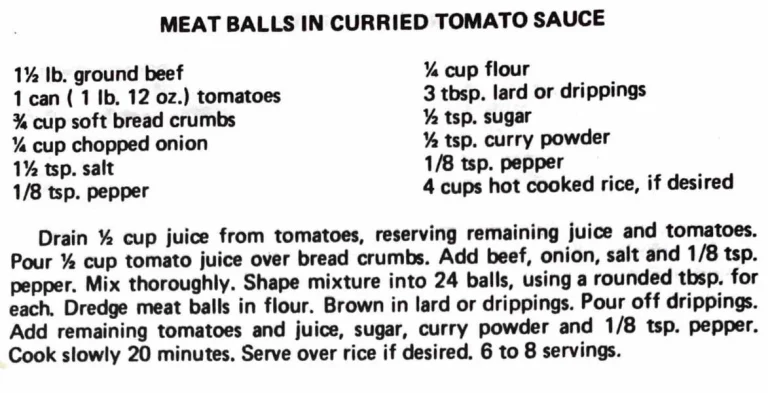Meat Balls in Curried Tomato Sauce