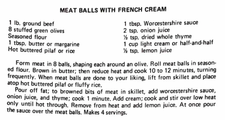 Meat Balls With French Cream