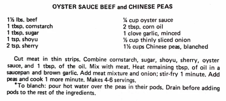 Oyster Sauce Beef and Chinese Peas