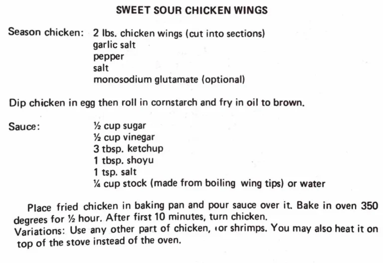 Sweet Sour Chicken Wings