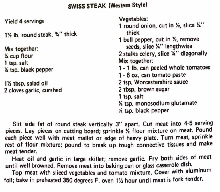 Swiss Steak (Western Style)