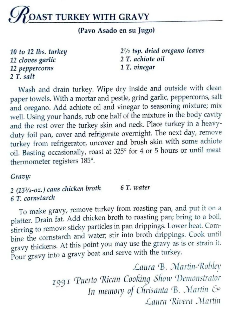 Roast Turkey with Gravy (Pavo Asado en su Jugo)