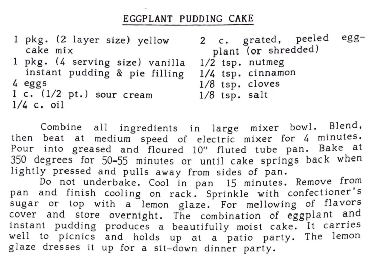 Eggplant Pudding Cake