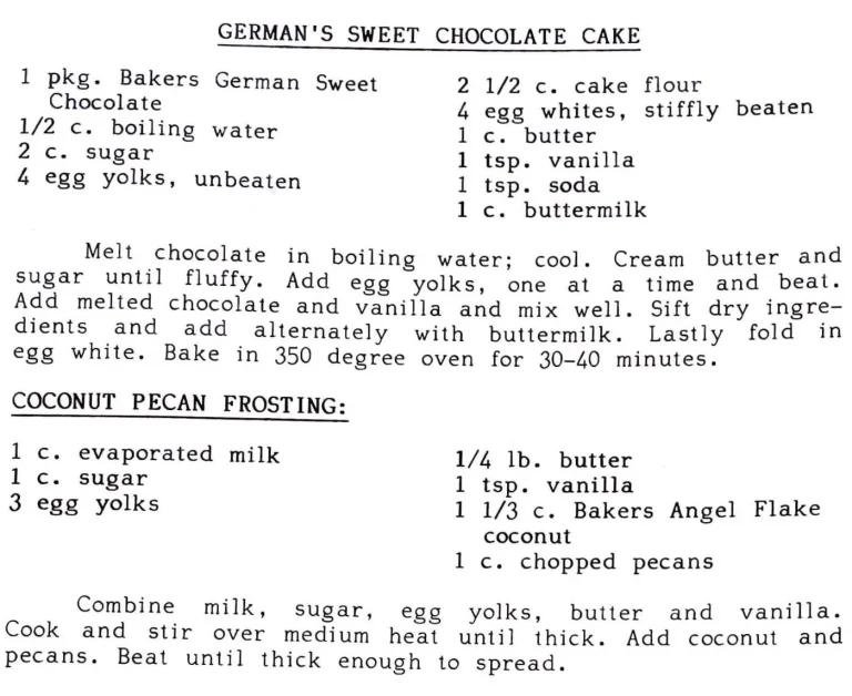 German’s Sweet Chocolate Cake