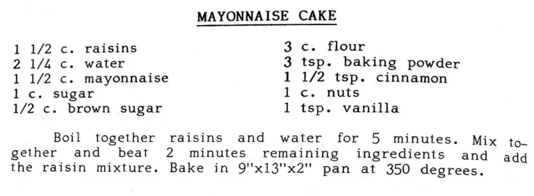 Mayonnaise Cake