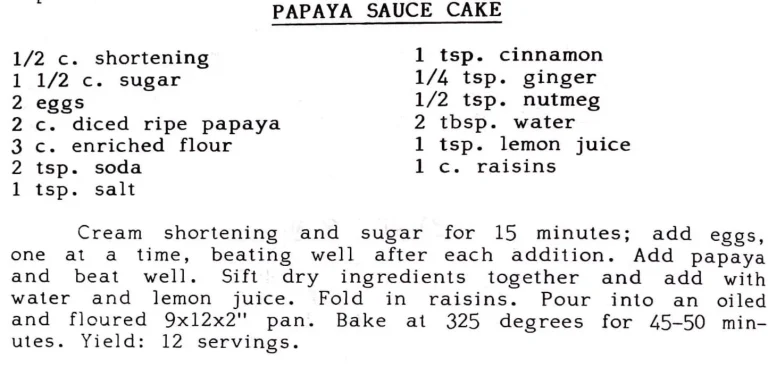 Papaya Sauce Cake
