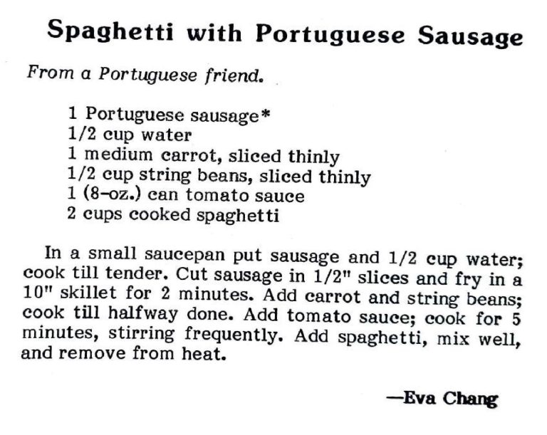 Spaghetti with Portuguese Sausage