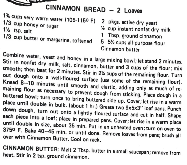 Cinnamon Bread – 2 Loaves