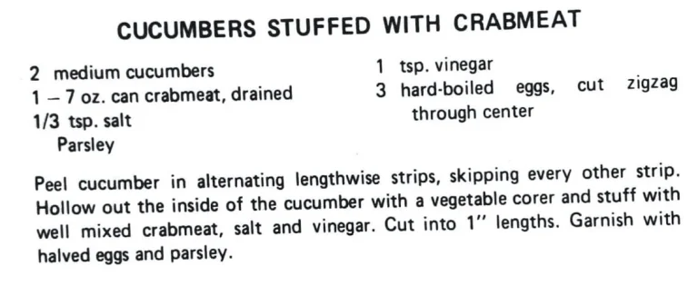 Cucumbers Stuffed With Crabmeat
