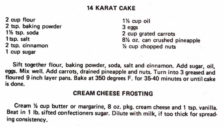 14 Karat Cake and Cream Cheese Frosting