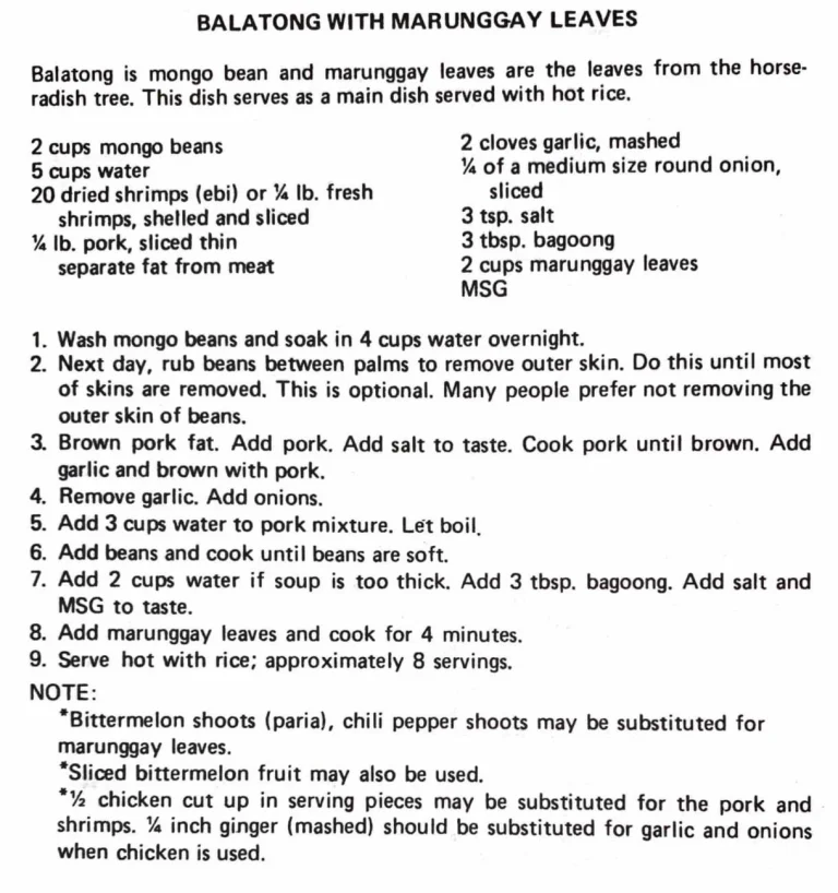 Balatong with Marungay Leaves