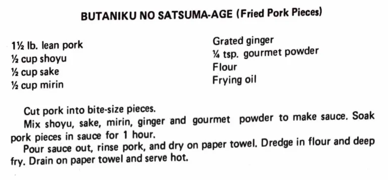 Butaniku No Satsuma-Age (Fried Pork Pieces)