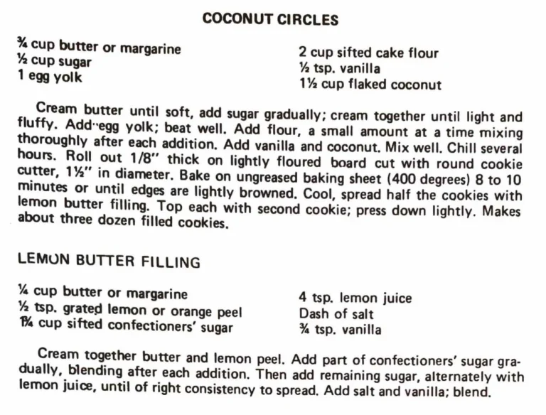 Coconut Circles with Lemon Butter Filling